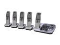 Panasonic KX-TG7745S link-to-cell 1.9 GHz Digital DECT 6.0 5X Handsets Cordless Phones Integrated Answering Machine 