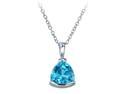 2.50 CT 9MM Trillion Cut Natural Swiss Blue Topaz Pendant In Sterling Silver With 18" Chain