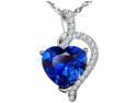 Mabella Fashion PWS004CBS 4.10 cttw Heart Shaped 10mm x 10mm Created Blue Sapphire Pendant in Sterling Silver with 18" Chain
