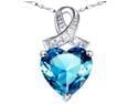 Mabella 6.06 cttw Heart Shaped 12mm x 12mm Created Blue Topaz in Sterling Silver Pendant w/ 18" Chain