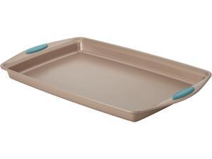 Rachael Ray Cucina Nonstick Bakeware Baking Pan / Cookie Sheet, 11-Inch x 17-Inch, Latte Brown, Agave Blue Handl Rachael Ray Cucina Nonstick Bakeware Baking Pan / Cookie Sheet, 11-Inch x 17-Inch, Latte Brown, Agave Blue Handl