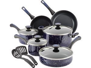 Paula Deen Riverbend Aluminum Nonstick Cookware Set, 12-Piece, Deep Blue Speckle Paula Deen Riverbend Aluminum Nonstick Cookware Set, 12-Piece, Deep Blue Speckle
