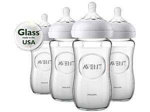 Philips Avent Natural Glass Baby Bottle, 8 oz., 4pk, SCF703/47 Philips Avent Natural Glass Baby Bottle, 8 oz., 4pk, SCF703/47