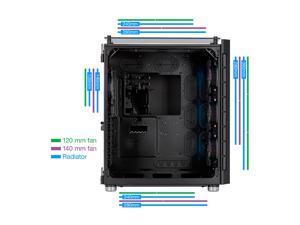 Corsair Crystal Series 680X RGB CC-9011168-WW Black Steel / Plastic High Airflow Tempered Glass ATX Smart Case Corsair Crystal Series 680X RGB CC-9011168-WW Black Steel / Plastic High Airflow Tempered Glass ATX Smart Case