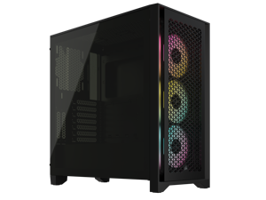 CORSAIR iCUE 4000D RGB AIRFLOW Mid-Tower Case, Black - 3x AF120 RGB ELITE Fans - iCUE Lighting Node PRO Controller - High-airflow Design