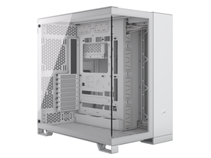 CORSAIR 6500X Mid-Tower Dual Chamber PC Case – White - Unobstructed view with wraparound front and side glass panels – Fits up to 10x 120mm fans – 4x Radiator Mounting Positions