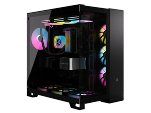 CORSAIR iCUE LINK 6500X RGB Mid-Tower Dual Chamber PC Case – Black -Two Tempered Glass Panels – 3x RX120 RGB  Fans Included