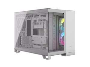 CORSAIR iCUE LINK 2500X RGB Micro ATX Dual Chamber PC Case – White – Two Tempered Glass Panels – 2x  RX120 RGB Fans Included – Highly Customizable