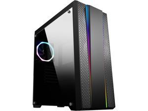SAMA Proxima-RGB Black Dual USB3.0 Steel/ Tempered Glass ATX Mid Tower Gaming Computer Case w/Tempered Glass Panel, Addressable RGB Strips and Pre-Installed 1 x RGB Addressable Fan SAMA Proxima-RGB Black Dual USB3.0 Steel/ Tempered Glass ATX Mid Tower Gaming Computer Case w/Tempered Glass Panel, Addressable RGB Strips and Pre-Installed 1 x RGB Addressable Fan
