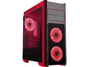 DIYPC DIY-TG8-BR Black/Red Dual USB3.0 Steel/ Tempered Glass ATX Mid Tower Gaming Computer Case w/Tempered Glass Panels (Front, Top and Both Sides) and Pre-Installed 3 x Red 33LED Light Fan DIYPC DIY-TG8-BR Black/Red Dual USB3.0 Steel/ Tempered Glass ATX Mid Tower Gaming Computer Case w/Tempered Glass Panels (Front, Top and Both Sides) and Pre-Installed 3 x Red 33LED Light Fan