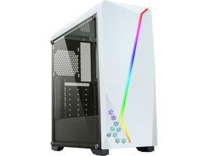 DIYPC S2-W-RGB White USB3.0 Steel/ Tempered Glass ATX Mid Tower Gaming Computer Case w/Tempered Glass Panel and Addressable RGB LED Strip DIYPC S2-W-RGB White USB3.0 Steel/ Tempered Glass ATX Mid Tower Gaming Computer Case w/Tempered Glass Panel and Addressable RGB LED Strip