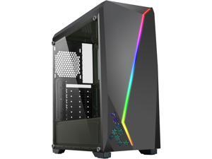 DIYPC S2-BK-RGB Black USB3.0 Steel/ Tempered Glass ATX Mid Tower Gaming Computer Case w/Tempered Glass Panel and Addressable RGB LED Strip DIYPC S2-BK-RGB Black USB3.0 Steel/ Tempered Glass ATX Mid Tower Gaming Computer Case w/Tempered Glass Panel and Addressable RGB LED Strip