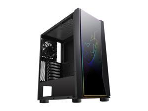 DIYPC Mirage-ARGB Black USB3.0 Steel/ Tempered Glass ATX Mid Tower Gaming Computer Case w/ Full-Sized Tempered Glass Panel Addressable ARGB LED Graphics and Pre-Installed Addressable ARGB LED Ring Fan DIYPC Mirage-ARGB Black USB3.0 Steel/ Tempered Glass ATX Mid Tower Gaming Computer Case w/ Full-Sized Tempered Glass Panel Addressable ARGB LED Graphics and Pre-Installed Addressable ARGB LED Ring Fan