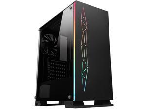 DIYPC Rainbow-Flash-G3 Black USB3.0 Steel/ Tempered Glass ATX Mid Tower Gaming Computer Case w/Tempered Glass Panel and Addressable ARGB LED Strip DIYPC Rainbow-Flash-G3 Black USB3.0 Steel/ Tempered Glass ATX Mid Tower Gaming Computer Case w/Tempered Glass Panel and Addressable ARGB LED Strip