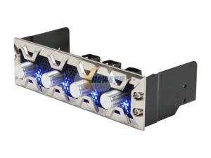 Lamptron FC3 Silver Black Fan Controller, 4 Channels 30W per Channel, CNC Milled Highly Polished Aluminum Front Bezel with Blue LED Light for each channel Lamptron FC3 Silver Black Fan Controller, 4 Channels 30W per Channel, CNC Milled Highly Polished Aluminum Front Bezel with Blue LED Light for each channel