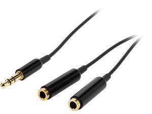Coboc 3.5TRS-Y-MFF-1-BK 1 Foot Ultra Slim 3.5mm Stereo 3 pin Male to 2 x Female Stereo Audio Y Splitter Cable,Metal Head, Gold PlatMale to Female Coboc 3.5TRS-Y-MFF-1-BK 1 Foot Ultra Slim 3.5mm Stereo 3 pin Male to 2 x Female Stereo Audio Y Splitter Cable,Metal Head, Gold PlatMale to Female