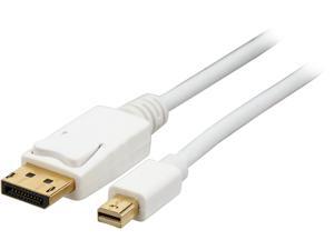 Coboc D-MINID-MM-3-WH 3ft 32AWG Displayport1.2 High Bit-Rate 2 Mini DisplayPort Male to DisplayPort Male Cable with latching,Gold Plated,White - MDP to DP,4K x 2K Ready - Eyefinity Support Coboc D-MINID-MM-3-WH 3ft 32AWG Displayport1.2 High Bit-Rate 2 Mini DisplayPort Male to DisplayPort Male Cable with latching,Gold Plated,White - MDP to DP,4K x 2K Ready - Eyefinity Support