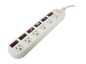 Rosewill RPS-200 - 6 Outlets Power Strip - 125V Input, 1875 Watts Maximum Power Output, 6 Feet Cord