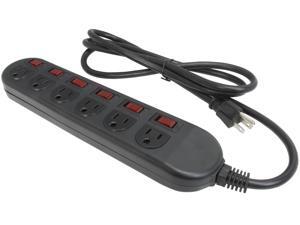 Rosewill RPS-210BL - 6-Outlet Power Strip - Black, 125V Input Voltage, 1875 Watts Maximum Power, 6-Foot Cord Rosewill RPS-210BL - 6-Outlet Power Strip - Black, 125V Input Voltage, 1875 Watts Maximum Power, 6-Foot Cord