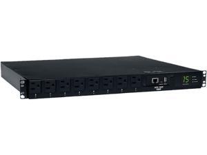 Tripp Lite Switched PDU with ATS, 1.4kW Single-Phase 120V (8 5-15R), 2 5-15P, 100 - 127V Input, 2 12 ft. Cords, 1U Rack-Mount, TAA (PDUMH15ATNET) Tripp Lite Switched PDU with ATS, 1.4kW Single-Phase 120V (8 5-15R), 2 5-15P, 100 - 127V Input, 2 12 ft. Cords, 1U Rack-Mount, TAA (PDUMH15ATNET)