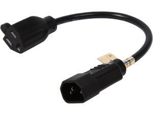 Tripp Lite Model P002-001-10A 1 ft. Black 18AWG SJT, 10A, 125V IEC-320-C14 to NEMA 5-15R Power Cord Male to Female Tripp Lite Model P002-001-10A 1 ft. Black 18AWG SJT, 10A, 125V IEC-320-C14 to NEMA 5-15R Power Cord Male to Female