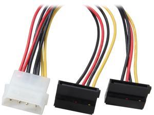 Coboc Model SC-PWC-MOL-8-SATA2-M-F-90 8" Molex 4-pin LP4 Male to 2x SATA Power 15-pin 90-Degree Y-Splitter Converter Adpater Cable Coboc Model SC-PWC-MOL-8-SATA2-M-F-90 8" Molex 4-pin LP4 Male to 2x SATA Power 15-pin 90-Degree Y-Splitter Converter Adpater Cable