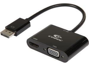Coboc DP122HV-6-BK 6" 2-in-1 DisplayPort 1.2 to HDMI / VGA Converter, DP to HDMI 4K 2K Passive Adapter,DP to VGA 1080p 1920 x 1200 Active Adapter Dongle - Black Coboc DP122HV-6-BK 6" 2-in-1 DisplayPort 1.2 to HDMI / VGA Converter, DP to HDMI 4K 2K Passive Adapter,DP to VGA 1080p 1920 x 1200 Active Adapter Dongle - Black