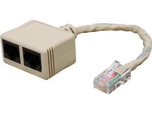 Nippon Labs ADT-C501-1M2F 6" RJ45 1 Male to 2 Female T Adaptor Splitter, White Nippon Labs ADT-C501-1M2F 6" RJ45 1 Male to 2 Female T Adaptor Splitter, White