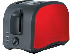 Continental Electric America 2-Slice Metallic Toaster, Black & Red CM43435 Continental Electric America 2-Slice Metallic Toaster, Black & Red CM43435