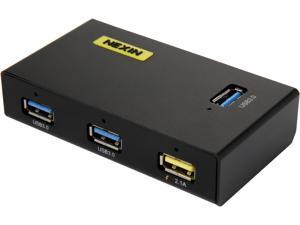 NEXIN NEX-HS4PM 4 Port SuperSpeed USB 3.0 Hub with 5V/2.1A SmartCharge Port & Power Adapter NEXIN NEX-HS4PM 4 Port SuperSpeed USB 3.0 Hub with 5V/2.1A SmartCharge Port & Power Adapter