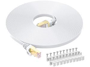 Cat 8 Ethernet Cable 50 ft, 26AWG Heavy Duty High Speed RJ45 Patch Cord, Cat8 LAN Gold Plated 40Gbps 2000Mhz Network, Indoor, Outdoor & Weatherproof S/FTP UV Resistant for Router/Modem/Gaming/Switch Cat 8 Ethernet Cable 50 ft, 26AWG Heavy Duty High Speed RJ45 Patch Cord, Cat8 LAN Gold Plated 40Gbps 2000Mhz Network, Indoor, Outdoor & Weatherproof S/FTP UV Resistant for Router/Modem/Gaming/Switch