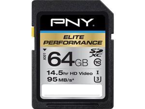 PNY 64GB Elite Performance SDXC UHS-I/U3 Class 10 Memory Card, Speed Up to 95MB/s (P-SDX64U395-GE) PNY 64GB Elite Performance SDXC UHS-I/U3 Class 10 Memory Card, Speed Up to 95MB/s (P-SDX64U395-GE)