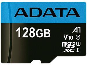 ADATA 128GB Premier microSDXC UHS-I / Class 10 V10 A1 Memory Card with SD Adapter, Speed Up to 100MB/s (AUSDX128GUICL10A1-RA1) ADATA 128GB Premier microSDXC UHS-I / Class 10 V10 A1 Memory Card with SD Adapter, Speed Up to 100MB/s (AUSDX128GUICL10A1-RA1)