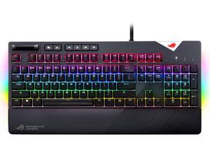 ASUS ROG Strix Flare Aura Sync RGB Mechanical Gaming Keyboard with Cherry MX Blue Switches, Customizable Badge, USB Pass Through and Media Controls ASUS ROG Strix Flare Aura Sync RGB Mechanical Gaming Keyboard with Cherry MX Blue Switches, Customizable Badge, USB Pass Through and Media Controls