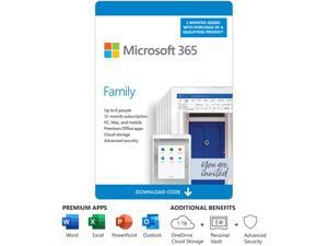 Microsoft 365 Family | 15-Month Subscription, up to 6 people | Premium Office apps | 1TB OneDrive cloud storage | PC/Mac Download Microsoft 365 Family | 15-Month Subscription, up to 6 people | Premium Office apps | 1TB OneDrive cloud storage | PC/Mac Download