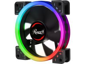Rosewill 120mm True RGB LED Case Fan (1-Pack), Dual Ring Addressable RGB, Ultra Quiet Cooling with Long Life Rifle Bearing - RGBF-S12002 Rosewill 120mm True RGB LED Case Fan (1-Pack), Dual Ring Addressable RGB, Ultra Quiet Cooling with Long Life Rifle Bearing - RGBF-S12002