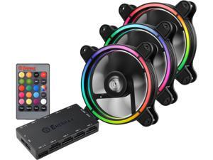 Enermax T.B RGB 120mm Case Fan with 3 in 1 Remote Controller and Control Box; Halo Arc-Shaped Frame; RGB Sync via motherboard; UCTBRGB12-BP3; 3 Fan Pack Enermax T.B RGB 120mm Case Fan with 3 in 1 Remote Controller and Control Box; Halo Arc-Shaped Frame; RGB Sync via motherboard; UCTBRGB12-BP3; 3 Fan Pack