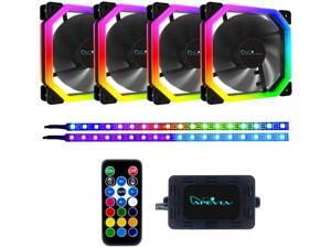 Apevia Phoenix PH412L2S-RGB 120mm Silent Addressable RGB Color Changing LED Fan (4 Fans) + 2 x Color Changing Magnetic LED Strips & 4-pin Control Box and RF Remote (4 + 2 Pack) Apevia Phoenix PH412L2S-RGB 120mm Silent Addressable RGB Color Changing LED Fan (4 Fans) + 2 x Color Changing Magnetic LED Strips & 4-pin Control Box and RF Remote (4 + 2 Pack)