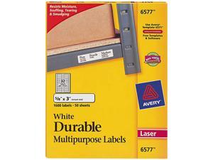 Avery 6577 Permanent ID Laser Labels, 5/8 x 3, White, 1600/Pack Avery 6577 Permanent ID Laser Labels, 5/8 x 3, White, 1600/Pack