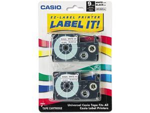 Casio XR9WE2S Tape Cassettes for KL Label Makers, 9mm x 26ft, Black on White, 2/Pack Casio XR9WE2S Tape Cassettes for KL Label Makers, 9mm x 26ft, Black on White, 2/Pack