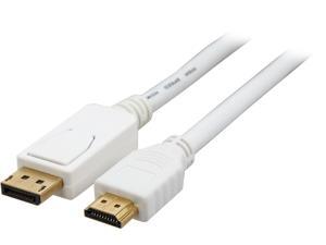 Coboc CL-DP2HDMI-15-WH 15 ft. 28AWG DisplayPort Male to HDMI Male Passive Adapter Converter Cable, Gold Plated, White -DP to HDMI - 1920 x 1080 Resolution Coboc CL-DP2HDMI-15-WH 15 ft. 28AWG DisplayPort Male to HDMI Male Passive Adapter Converter Cable, Gold Plated, White -DP to HDMI - 1920 x 1080 Resolution