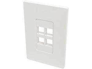 Tripp Lite Single-Gang 4-Port Universal Keystone Wall Plate, Cat5/6/6a, USB, HDMI, DisplayPort, RCA, White (N080-104) Tripp Lite Single-Gang 4-Port Universal Keystone Wall Plate, Cat5/6/6a, USB, HDMI, DisplayPort, RCA, White (N080-104)