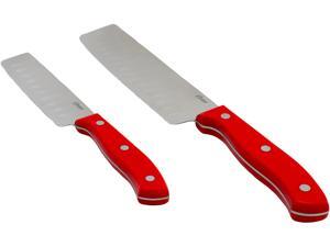 Oster 120733.02 Evansville 2 Piece Nakiri Knife Set with Red Handles Oster 120733.02 Evansville 2 Piece Nakiri Knife Set with Red Handles