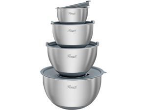 Rosewill RHMB-19002 Stainless Steel Mixing Bowls 4-Piece Mixing Bowl Set with Lids, Cheese Graters, Measuring Spoons, Engraved Measurements Rosewill RHMB-19002 Stainless Steel Mixing Bowls 4-Piece Mixing Bowl Set with Lids, Cheese Graters, Measuring Spoons, Engraved Measurements