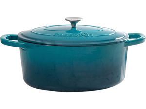 Crock-Pot 109475.02 Artisan 7 Quart Enameled Cast Iron Oval Dutch Oven in Teal Ombre Crock-Pot 109475.02 Artisan 7 Quart Enameled Cast Iron Oval Dutch Oven in Teal Ombre