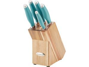 Rachael Ray 47570 Cucina 6-Piece Japanese Stainless Steel Knife Block Set with Agave Blue Handles Rachael Ray 47570 Cucina 6-Piece Japanese Stainless Steel Knife Block Set with Agave Blue Handles