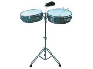 GP Percussion LT156 13 in. and 14 in. Timbales Set with Stand and Bell GP Percussion LT156 13 in. and 14 in. Timbales Set with Stand and Bell