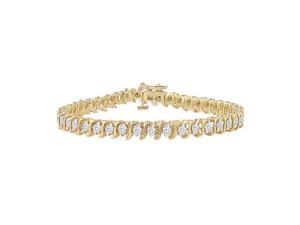 Fine Jewelry Vault UBAGVYRD155200CZ April Birthstone Cubic Zirconia S Tennis Bracelet in 18K Yellow Gold Vermeil 2 CT TGW Fine Jewelry Vault UBAGVYRD155200CZ April Birthstone Cubic Zirconia S Tennis Bracelet in 18K Yellow Gold Vermeil 2 CT TGW
