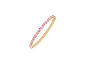 Fine Jewelry Vault UBUGGAGVYRD131200PS September Birthstone Created Pink Sapphire Eternity Bangle Bracelet in 18K Yellow Gold Vermeil - Fine Jewelry Vault UBUGGAGVYRD131200PS September Birthstone Created Pink Sapphire Eternity Bangle Bracelet in 18K Yellow Gold Vermeil -