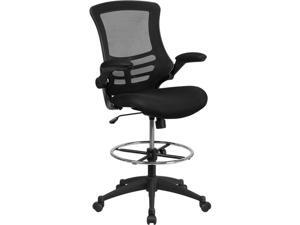 Flash Furniture BL-X-5M-D-GG Mid-Back Mesh Drafting Chair with Adjustable Foot Ring & Flip-Up Arms, Black Flash Furniture BL-X-5M-D-GG Mid-Back Mesh Drafting Chair with Adjustable Foot Ring & Flip-Up Arms, Black